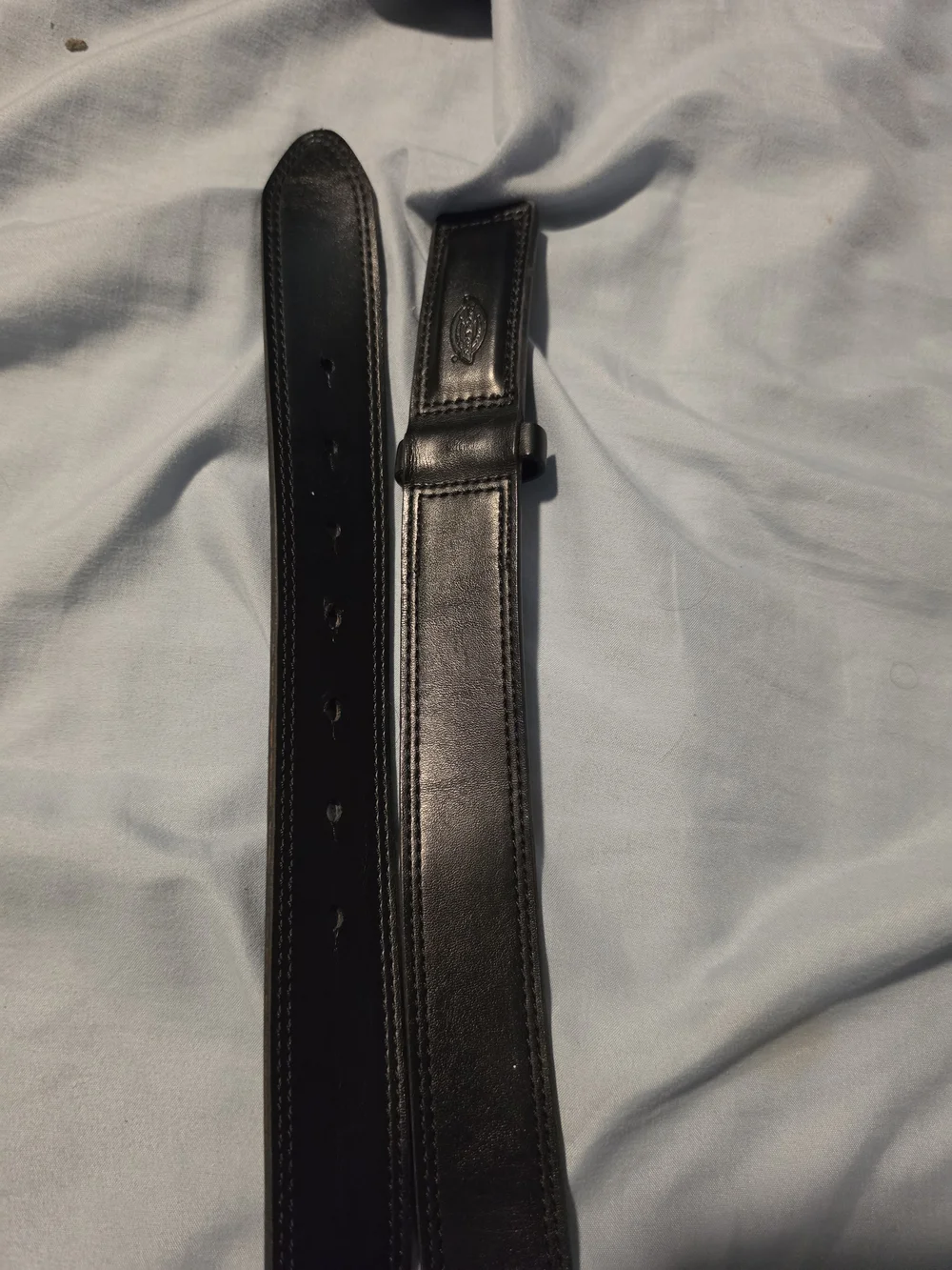 Dickies Black Leather Men's Dress Belt with Subtle Stitching
